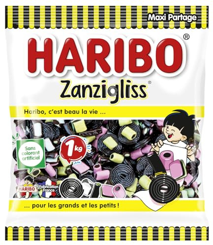 HARIBO - Zanzigliss - Assortiment De Bonbons Réglisse - Sans Colorants Artificiels - Sachet Vrac 1 kg