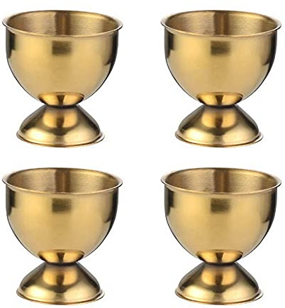 Lot de 4 coquetiers en acier inoxydable pour œufs de cuisine, plateau à œufs durs et doux (doré, 4 pièces)