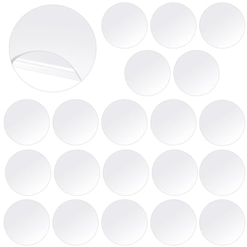 Lot de 20 pastilles adhésives double face robustes, 50 mm de diamètre, ruban de montage autocollant rond transparent pour la maison, les loisirs créatifs, le bricolage