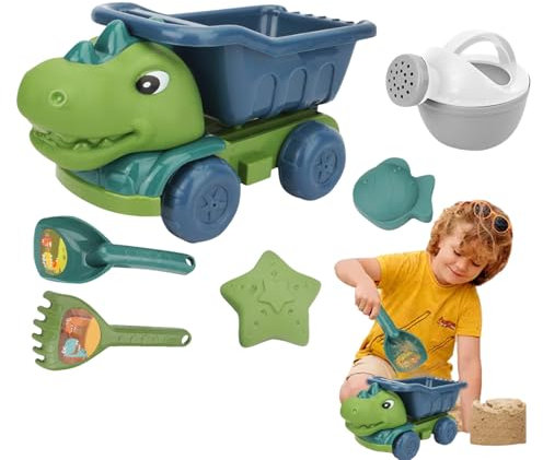 Dinosaur Sand Toys Kids – Colorful Mold Kit, Beaches Play Set | Child-safes Animal Sandbox Tools With Dump Truck Storage Bucket, summers fun Creative Digging Molding Toys For Garden Travel