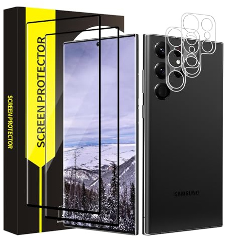 Carantee 2+2 Stück Schutzfolie für Panzerglas für Samsung Galaxy S24 Ultra 5G, Kristallklar Stoßfänger Samsung S24 Ultra Kameraschutz, 3D 9H Härte Ultrabeständig S24 Ultra 5G Displayschutzfolie