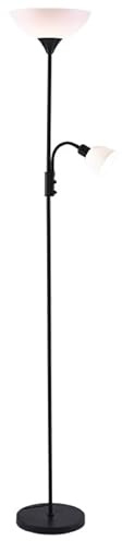 BEL AIR HOME - Lámpara de Pie TORINO 1xE27 y 1xE14(BOMBILLAS NO INCLUIDAS) 178cm - Ideal para Salones y Estudios - Diseño Moderno y Funcional - Lampara de Lectura Orientable (NEGRO)