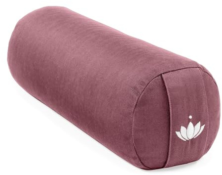 Lotuscrafts Nackenrolle mit Bezug, Yogarolle klein 40 x 13 cm, Yogakissen rund, ideal für Yoga und Pilates, aus Bio-Baumwolle und Bio-Dinkelspelz, GOTS Zertifiziert
