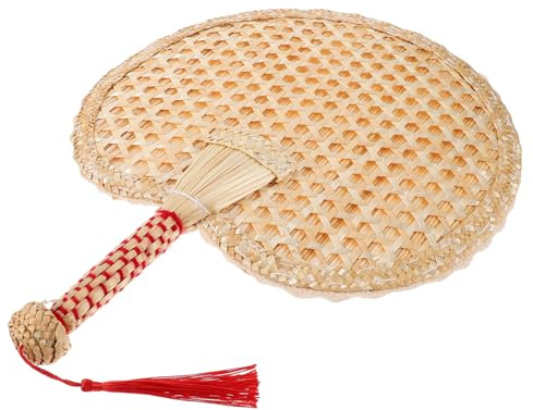 SAFIGLE Abanico de Mano de Paja de Trigo Ventilador Portátil de Verano Abanico Rústico para Decoración y Enfriamiento Ligero y Práctico para Playa y Fiestas