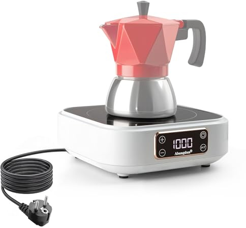 Mini plaque à induction 1000W, plaque induction portable 1 feu, table de cuisson induction avec 7 niveaux de puissance, plaque de cuisson electrique induction pour camping-car et camping (AJ350)