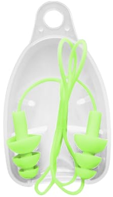 Gralara 1 Pair Corded Ear Plugs Reusable Silicone Earplugs with String Sleep Noise Cancelling for Hearing Protection, Green