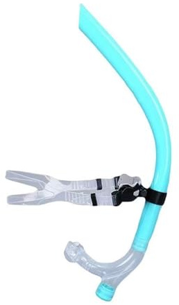 Snorkel frontal para entrenamiento de natación, esnórquel de natación de montaje central con correa de silicona líquida para la cabeza, hebilla ajustable, válvula de purga de un solo toque, para