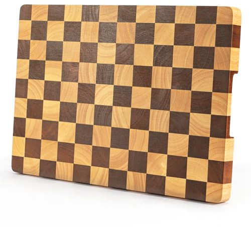 SUNNYNEST Acacia Chopping Board 1PC 40x28x2.5cm End Grain Butcher Block | End grain acacia wood cutting board with checkerboard design, oiled butcher block finish, doubles as charcuterie