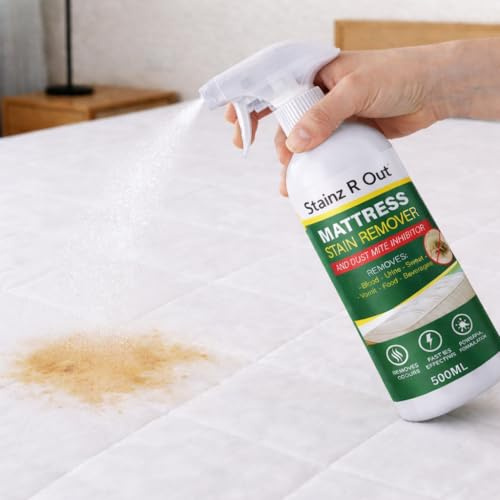 Stainz R Out Mattress Stain Remover With Dust Mite Inhibitor 500ml Stain Remover & Odour Neutraliser Bed Spray Effective Solution for Fresh & Clean Sleeping Just Spray and Leave No Scubbing !