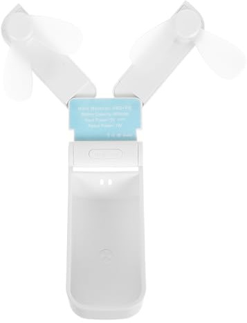 TEHAUX Ventilateur USB Rechargeable Double Tête Pliable Mini Ventilateur Portable Blanc pour Bureau Voyage et Activités en Extérieur