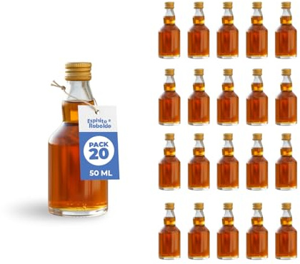 Mini Bouteille en Verre 50 ml avec Bouchon – Mignonettes Vides- Liqueur, Rhum, Whisky- Petite Bouteille pour Mariages, Événements et Dégustation