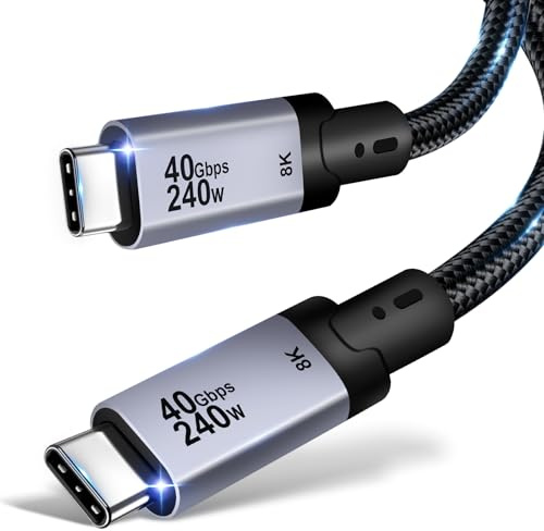 Yeecka Cable USB C Carga Rapida, Vídeo 8K@60hz, 240W 40Gbps PD 3.1 Cable USB Type C, Compatible con Thunderbolt 4/3 USB4 iPhone 17/16/15 Pro Max Air, Galaxy S25/S24 Ultra, Portátiles, Monitor-1M