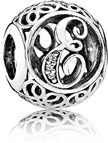 NINGAN Charm-Anhänger, 925 Sterlingsilber, Motiv: Buchstabe des Alphabets, für Armbänder, kompatibel mit europäischen Armbändern
