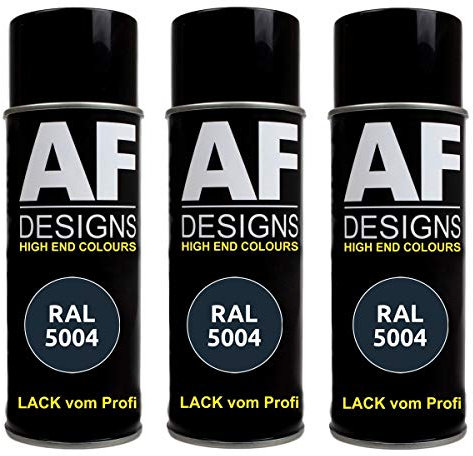 Alex Flittner Designs 3X Ral Pintura en Espray Pintura Coche Laca Colorida Lata de Aerosol RAL5004 Negro Azul Brillante
