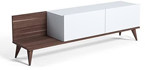 Amazon-Marke TV-Ständer Movian Soho, Lowboard-Schrank, Mittel, Weiß-Walnuss, 152 x 35 x 43 cm
