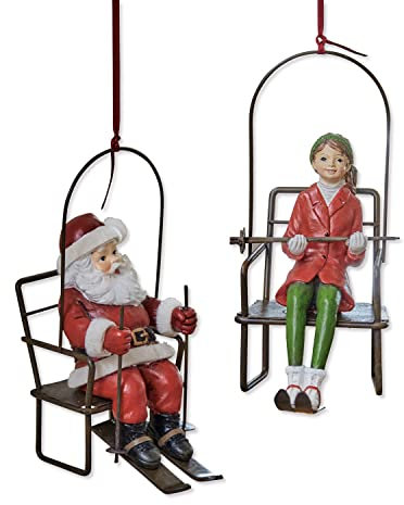 Loberon Anhänger 2er Set Ponta, aufwendige Handbemalung, Zwei Filigrane Designs, nostalgischer Charme, Weihnachten, Weihnachtsdekoration, Polyresin, Polyester, bunt