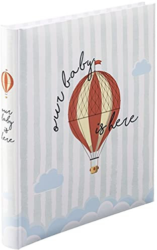 Hama Babyalbum Our Baby (Baby-Fotoalbum mit 60 Seiten für Mädchen und Jungen, Kinder-Fotobuch für ca. 300 Fotos, Photoalbum zum Selbstgestalten und Einkleben mit Motiv, Album-Format 29x32cm) blau