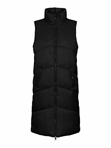 VERO MODA Gilet Trapuntato da Donna VMUppsala 3/4 Waistcoat Lungo, Nero, XS