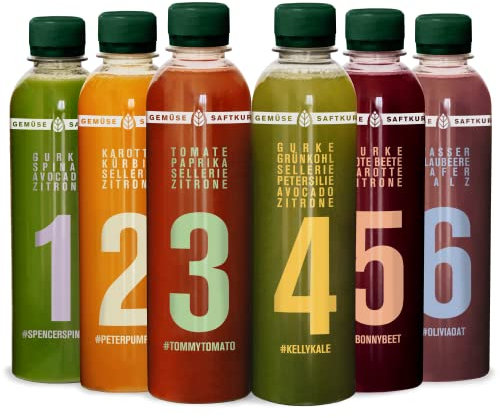 Kale and Me 3 Tage Gemüse Saftkur mit 18 Flaschen à 320 ml ohne Zusatzstoffe, 6 Geschmacksrichtungen aus regionaler Produktion, Saftkur als Fastenkur, Preis inkl. 4,50 € Pfand