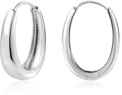 ALEXCRAFT Oval Hoop Örhängen Silver 925 Small Dampresent för kvinnor Flickvän Mamma Tjejer