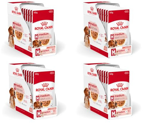 Royal Canin Medium Adult | 4er Pack | 4 x 10 x 140g | Alleinfuttermittel für ausgewachsene, mittelgroße Hunde von 11 bis 25 kg | Von 12 Monaten bis 10 Jahre