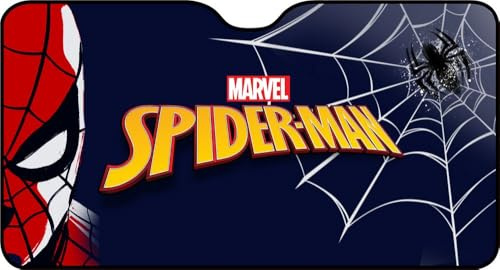 Tataway Parasol Delantero de Coche Spider-Man, 130 x 70 cm, Protector Solar para Parabrisas con Estampado Oficial de Marvel | Accesorio de Coche para niños y Adultos