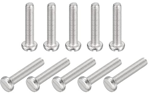 sourcing map 304 Inoxydable Acier Machine Vis, 10Pcs M3x16mm Fendu Conduire Obligatoire Diriger Vis Boulons