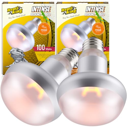 ReptiKing Basking Light for Reptiles, 2-Pack 100W Upgraded Intense Basking Spot, Reptile Heat Bulb Light, UVA Heat Lamp Bulbs for Bearded Dragon Turtle Chicken