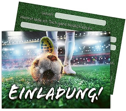 14 Einladungskarten zum Geburtstag für Teens und Fußball-Fans. Qualitätsdruck zum Geburtstag, für Feiern, Partys und für besondere Anlässe.
