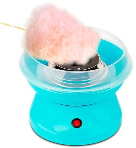 Máquina de algodón de azúcar retro Cotton Candy Machine: máquina de algodón de azúcar con palillos y cucharas medidoras, juego de algodón de azúcar de 27 cm de altura para casa, cumpleaños infantiles,