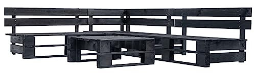 ARKEM 4-TLG. Garten-Lounge-Set aus Paletten Schwarz Holz Loungesofa Balkon MöBel Set