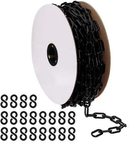 PATIKIL Plastic Chain,82 FEET Safety Barrier Chain for Crowd Control, 1/4inch(6mm) Black Plastic Chains Links for Queue Lines, Parking, Fences, Gate, Concerts, and Decoration