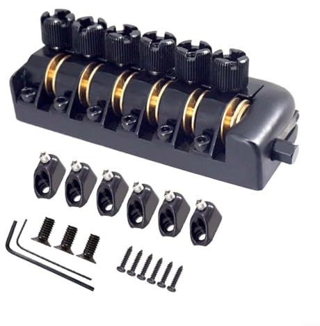 PETSTIBLE E-Gitarren-Steg-Saitenhalter-Set, 6-saitiger Sattel, elektrische Gitarre, Headless Fixed Bridge Saitenhalter Mutter Teile Ersatz (C)