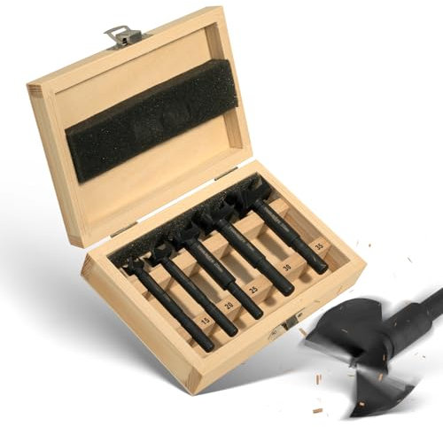 TOOLMAYS Forstner Punte per Legno 5 Pezzi, Ø 15/20/25/30/35 mm Punta Forstner Professional per legno, Punte Fresa Legno Lunghezza 90 mm