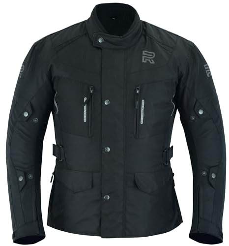 RAXUS EDGE Veste de moto d'hiver 3/4 imperméable pour homme Certifié CE, Noir , M