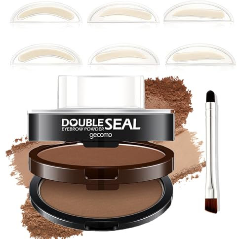 Polvere per sopracciglia, bicromatica, impermeabile, per sopracciglia, un passo, facile da usare, modello per sopracciglia, altamente pigmentato, a lunga durata, kit per tintura per sopracciglia