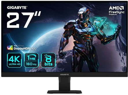 Gigabyte GS27U 27 Moniteur de Jeu UHD - 3840 x 2160, 160Hz, 1ms, 350 CD/m², Display HDR400, HDMI 2.1, DisplayPort 1.4