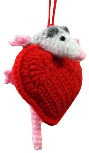 Opossum Auto-Ornament, Rückansicht Opossum hängende Dekoration, Häkelauto Rückansicht hängbares Zubehör, handgefertigter Auto-Innenanhänger, handgestrickt, gehäkelt, einfach zu bedienen, tragbar für