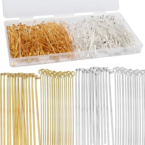 800 Stück Nietstifte, kopfstifte schmuckherstellung, 50 mm Gerade Stifte, Für Ohrring Anhänger Armband Halsketten Schmuck DIY Handwerk