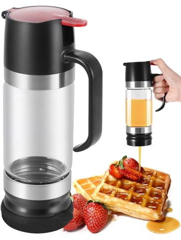 Jasfyee Syrup Dispenser, 300ml Honey Dispenser No Drip with Handle, Clear Glass Coffee Honey Pot Sweet Container Bottle for Home Cofffee Bar
