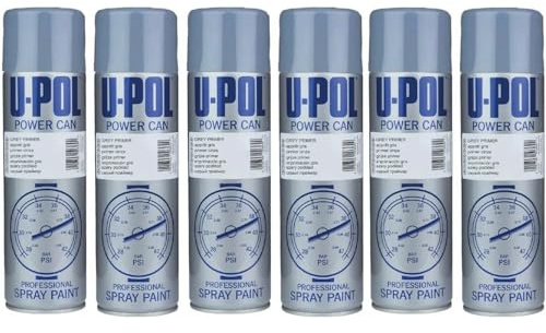 U Pol 500ml Power Can Grey Primer Aerosol Spray | Quick-Drying Primer Filler for Car Panels, GRP, Polyester Body Filler | Easy Sand, Fast Application | Solvent-Based