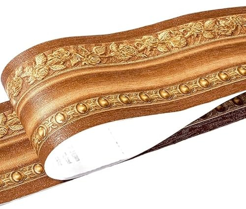 HNULGVI Selbstklebende BordüRe 1 Rolle/Pack Taille Bordüre Wasserdichte Wandaufkleber 3D Relief Rustikale Fliesen Wohnzimmer Badezimmer 5M Länge Selbstklebende Linie(Light brown european)