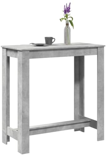 QUAHEAS Bartisch Betongrau 102x50x103,5 cm, robuster Holzwerkstoff für Küche & Esszimmer, vielseitiger Stehtisch für Zuhause, modernes Design