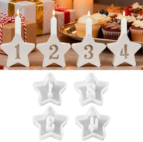 Silikonform Adventszahlen 1-4, Silikonformen Gießformen Adventskranz Kerzenhalter, Gießform Adventskranz für Kerzen, Weihnachten Kerzenformen zum Gießen, Epoxidharz Formen für DIY Bastelarbeiten