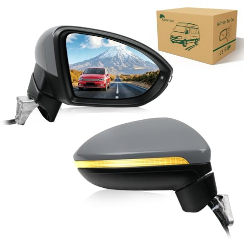 Convitex Außenspiegel Komplett Elektrisch Abklappbar für VW TOURAN 2 (5T1) Baujahr 2015-2022, Rechts Elektrisch Beheizbar Mit Blinker Mit Bodenleuchte Mit Speiche 13 PINS, Ersatzteile 5TB857508B