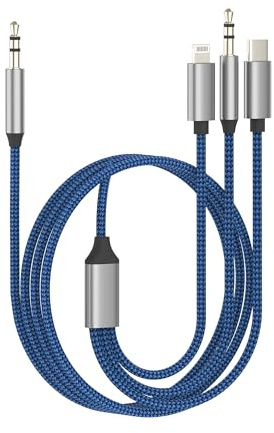 Aux to USB C (1.2m) Cable Jack 3.5mm Male Adapter Audio Car Headphone Type C Lightning Cord Stereo Splitter DAC Plug Lead for iPhone 17 16 15 14 13 pro max Compatible with Samsung Galaxy S25 S24 Ultra