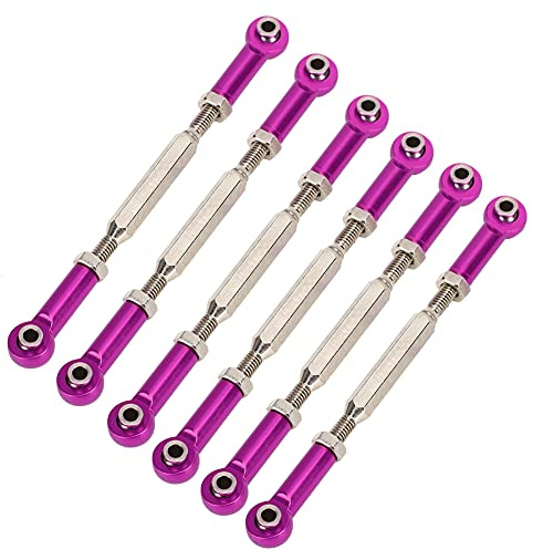 Yctze 6Pcs 88mm Aluminum Alloy Turnbuckle Rod Linkage Accessories RC Car Models - Your RC Car with Push Rods in 5 Colors Enhanced and Customization (Purple)