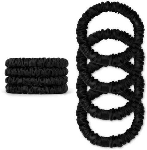APXEL 4 Stück Scrunchies Haargummis Damen, 100% Maulbeerseide Seiden Haargummi Anti Frizz & Haarbruch Scrunchies Pferdeschwanzhalter zum Schlafen Haarschmuck Haarbänder für Madchen