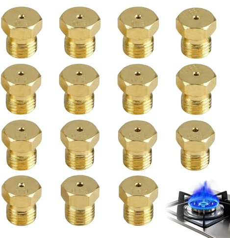 JIXLOUR Inyectores de Gas para Cocina, 15 Piezas Universales de Gas Butano y Propano, Juego de Inyectores de Cocción con Medidas Variadas (0.5/0.65/0.7/0.87/0.90/0.95/1.02)
