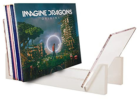 KAIU Schallplatten Aufbewahrung | Kiefernholz mit robustem transparentem Acrylhalter | Premium Design Geeignet für 12 LPs oder 7 | LP Aufbewahrungskoffer von 50 Records (Modernes Weiß)